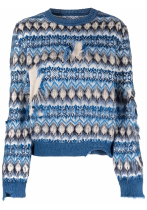 Maison Margiela jacquard distressed knitted jumper - Blue