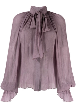 Atu Body Couture pussy-bow silk blouse - Purple