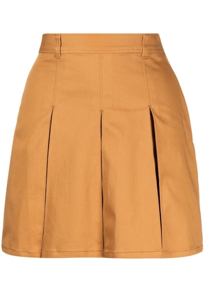 CHOCOOLATE pleated stretch-cotton mini skirt - Brown