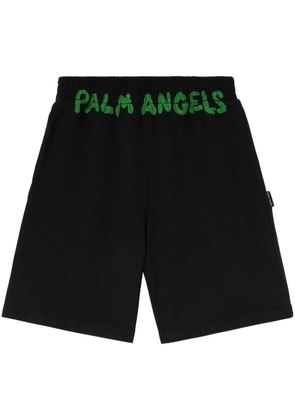 Palm Angels logo-print cotton track shorts - Black