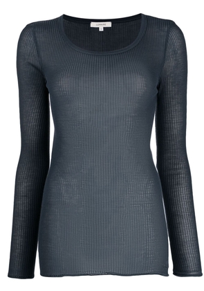 LEMAIRE ribbed-knit long-sleeved silk top - Blue