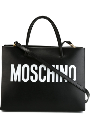 Moschino Logo print square tote - Black
