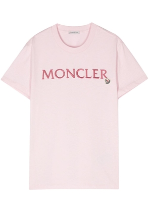 Moncler logo-embroidered cotton T-shirt - Pink