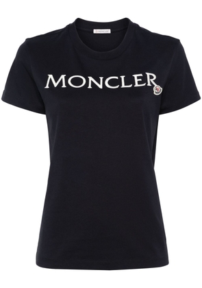 Moncler logo-embroidered cotton T-shirt - Blue