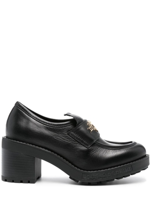 Love Moschino logo-lettering leather loafers - Black