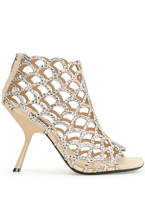 Sergio Rossi Mermaid crystal-embellished cage sandals - Gold