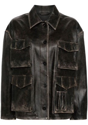 Golden Goose buttoned leather jacket - Brown