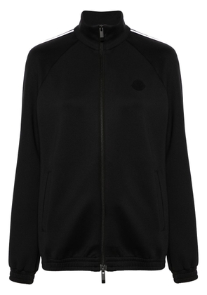 Moncler piped-trim zip-up jersey jacket - Black