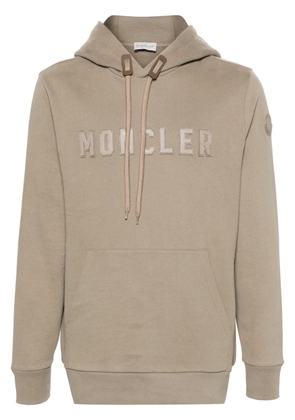 Moncler logo-patch cotton hoodie - Grey
