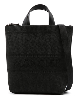 Moncler logo-embroidered woven tote bag - Black