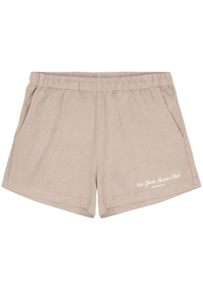 Sporty & Rich logo-print elasticated-waistband shorts - Neutrals