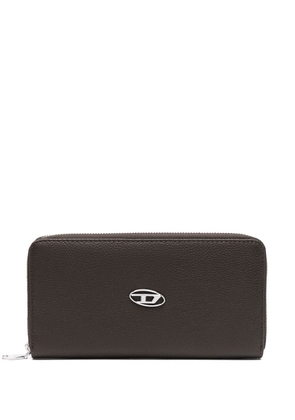 Diesel Continental Zip L logo-plaque leather wallet - Black
