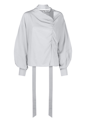 Victoria Beckham boat-neck puff-sleeved blouse - Grey