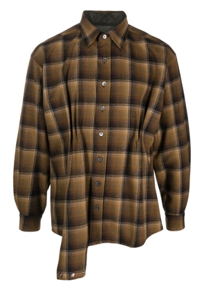 Maison Margiela x Pendleton asymmetric plaid wool shirt - Brown
