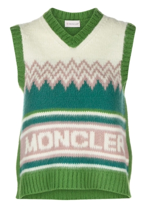 Moncler logo-intarsia wool vest - Green