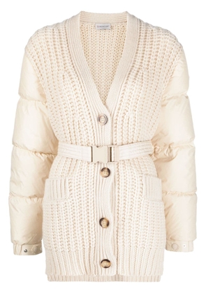 Moncler panelled padded cashmere-wool cardigan - Neutrals