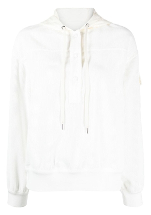 Moncler corduroy rib-trim hoodie - White