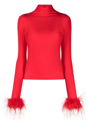 Atu Body Couture feather-cuff high-neck top - Red