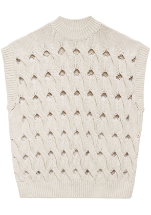ANINE BING Dray open-knit vest - Neutrals