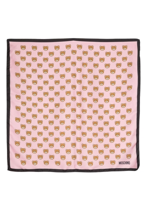 Moschino Teddy Bear-print silk foulard - Pink