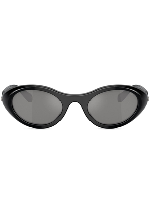 Diesel logo-plaque oval-frame sunglasses - Black