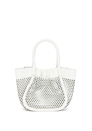 Proenza Schouler extra small ruched perforated-leather tote - White