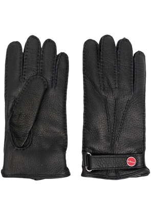 Kiton logo-plaque leather gloves - Black