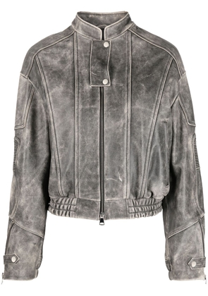 Manokhi distressed-effect leather jacket - Black