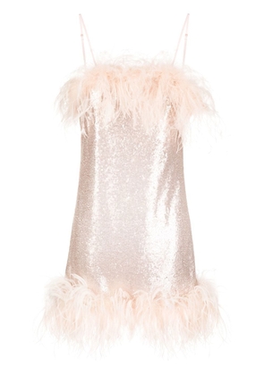 Gilda & Pearl feather-trim mini dress - Pink