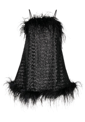 Gilda & Pearl Seraphina feather-trim sequin dress - Black