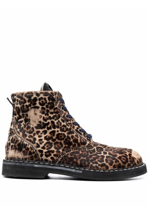 Golden Goose leopard-print lace-up boots - Brown