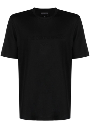 Emporio Armani logo-embroidered cotton T-shirt - Black