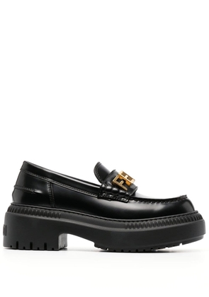 FENDI logo-lettered chunky-sole loafers - Black