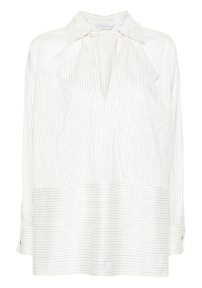 Max Mara pinstriped spread-collar shirt - White