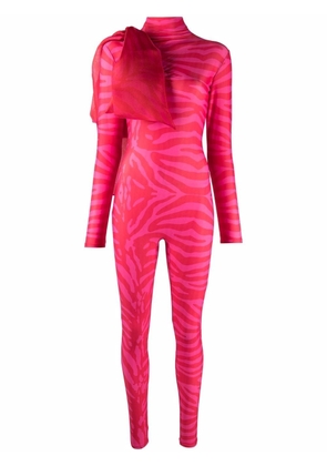 Atu Body Couture Tiger-print organza-bow catsuit - Pink
