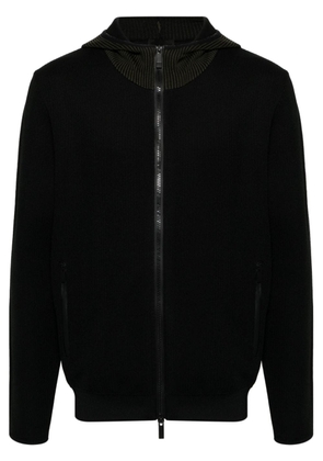 Moncler logo-appliqué hooded cardigan - Black