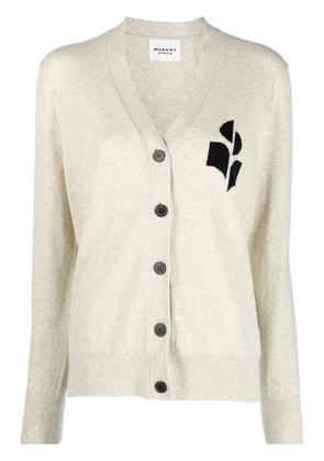 MARANT ÉTOILE logo-intarsia knitted cardigan - Grey