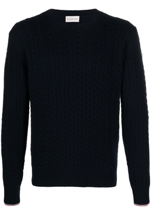 Moncler cable-knit virgin wool blend jumper - Blue