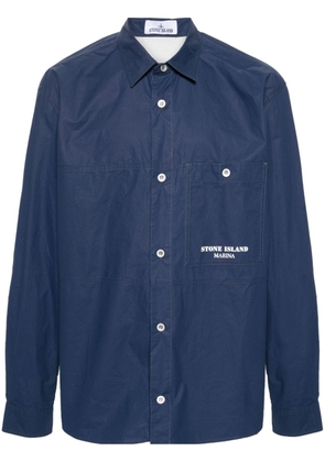 Stone Island stripe-detail shirt jacket - Blue