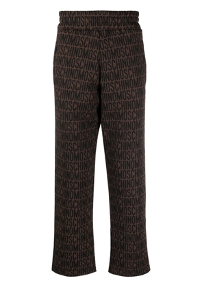 Moschino logo-jacquard straight-leg trousers - Brown