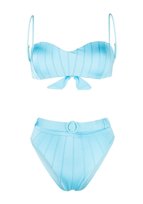 Noire Swimwear high-waist belted bikini set - Blue