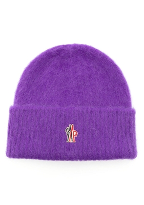 Moncler Grenoble logo-patch wool brushed beanie - Purple