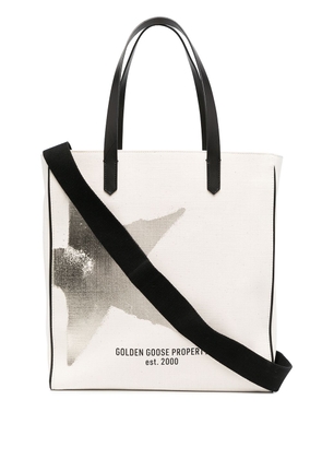 Golden Goose Star-print canvas tote bag - White