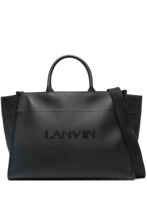 Lanvin logo-embossed leather tote bag - Black