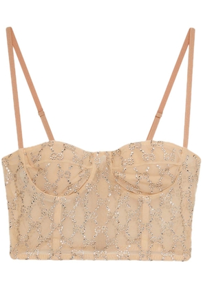 Gucci GG crystal-embellished corset top - Neutrals