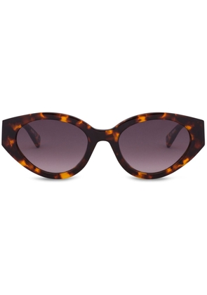 Moschino Eyewear logo-lettering cat-eye sunglasses - Brown