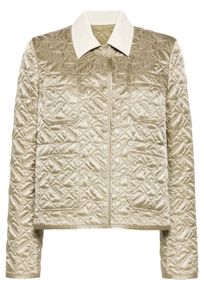 Moncler corduroy-collar quilted shirt jacket - Green