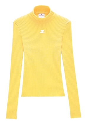 Courrèges ribbed-knit logo top - Yellow