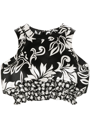 sacai floral-print cropped top - Black