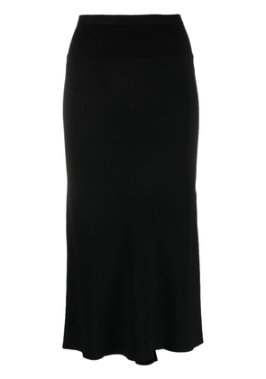 Rick Owens asymmetric cotton-blend midi skirt - Black